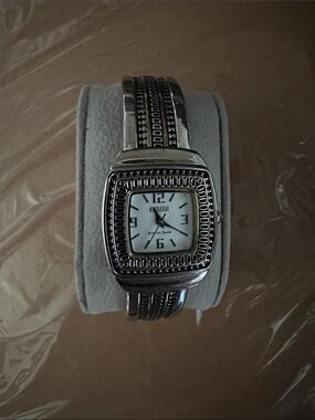 Ecclissi Sterling Silver Bangle Watch - Gold-tone Accents (w/ working battery!)
